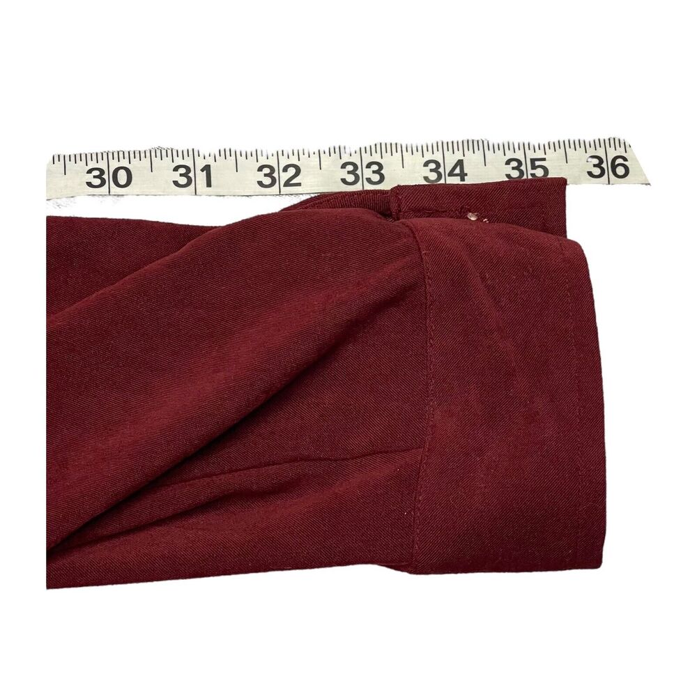 Sag Harbor 2-Piece Skirt Suit Women's 16 Maroon Stretch Collared Elastic Waist - Picture 7 of 12